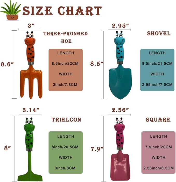 Kids Gardening Tools Set Metal Hand Shovel Mini Garden Tools for Kids, Safe Toy Gardening Tools for Soil Planting Digging Transplanting 6 Pieces