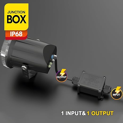 IP68 Waterproof Junction Box Outdoor, 2 Way Electrical Enclosure with Terminal Block, 2 Port Outdoor Cable Connector for Landscape/Garden/Holiday Lights (Halloween Christmas)