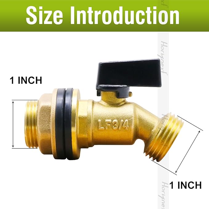 GHT 3/4 spigot for rain barrel, brass bulkhead water barrel spigot kit for diy tank parts and accessories connect garden hose outdoor bucket (1 pc)