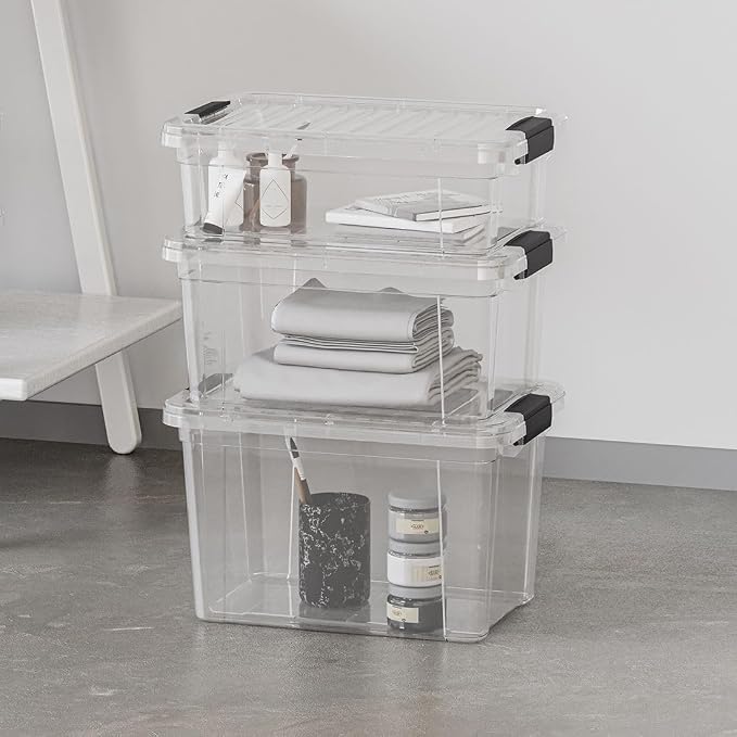 Superio 4.5 Quart Clear Plastic Storage Containers with Lids, Stackable Organizer Bins, BPA-Free Storage Boxes for Home, Office, Dorm & Classroom, 2 Pack