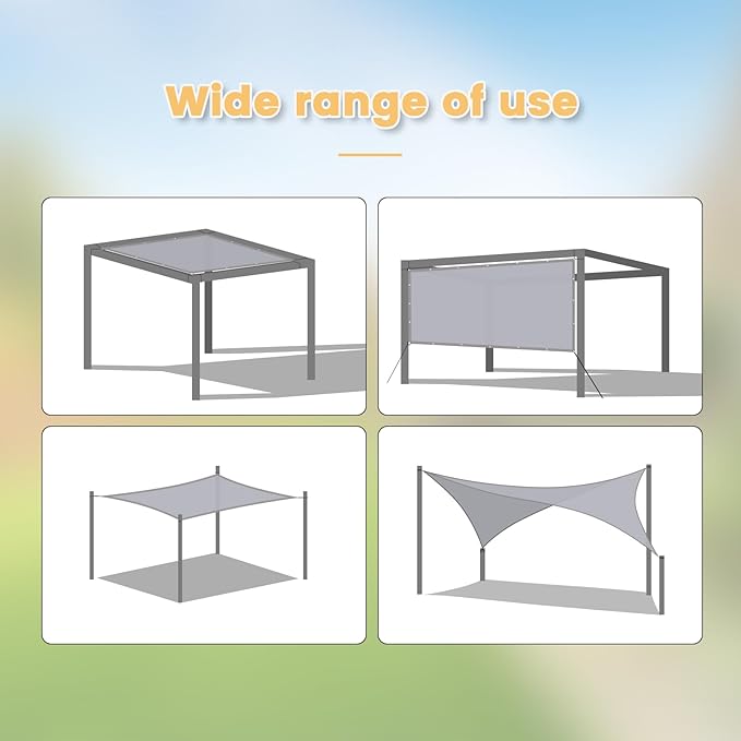VICLLAX 90% Shade Fabric Sun Shade Cloth with Reinforced Grommets & D-Ring Eyelets for Outdoor Patio Garden Pergola Cover Canopy 6x8 FT, Dark Grey