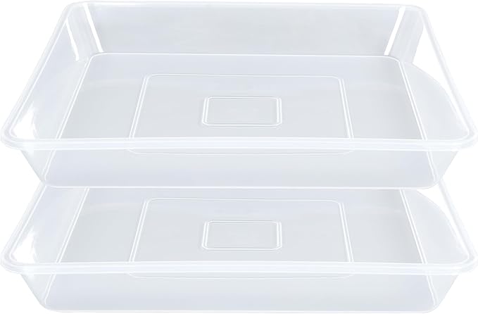 LWALRS Square Plant Saucer 14 Inch 2 Pack, Strong Clear Plastic Flower Plant Pot Saucer, Square Planters for Indoors and Outdoors Plants, Garden Plant Saucers for Pots Plant Trays.