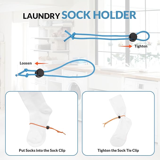 50Pcs Sock Clips - Amazing Laundry Sock Holder and Tie Clips - Organizer for Washing Machine and Dryer