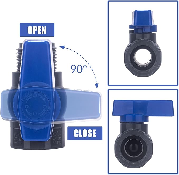 PVC Rain Barrel Spigot Kit 2 Pack 3/4" GHT Bulkhead Fitting with PVC Ball Valve Leak-Proof Tank Faucet for Rain Barrel, Water Tank & Container Drain