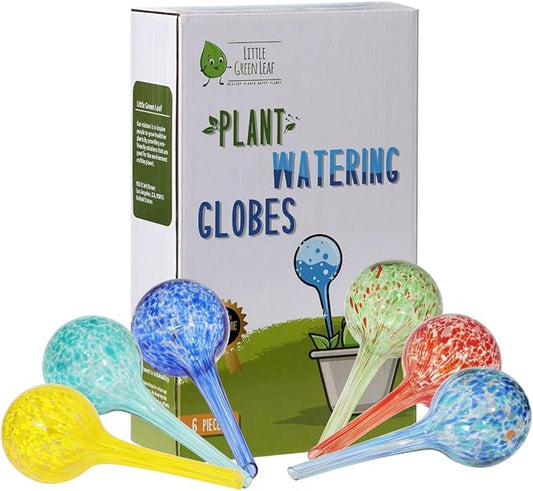 Little Green Leaf Automatic Plant Watering Globes Self Watering Planter Inserts (Set of 6) | Hands Free Multicolor Glass Bulbs | Planter Spikes to Support Indoor & Outdoor Plant Health (100ml)