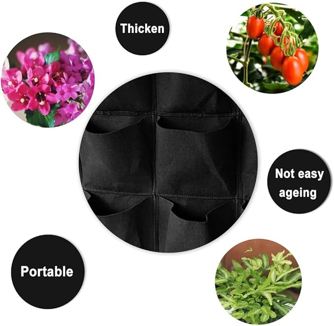 WFIST Vertical Hanging Planter Bag, Breathable Felt Wall Garden Planter with Metal Grommets, Indoor/Outdoor Space-Saving Herb & Flower Growing Pouch (18-Pocket)