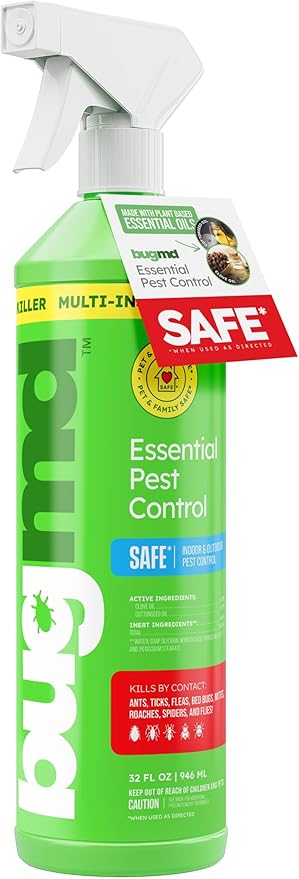 BugMD Empty Refillable Spray Bottle 32 oz. for Use Pest Control Essential Oil Concentrate (Sold Separately), Spray Bottle with 3 Sprays Modes