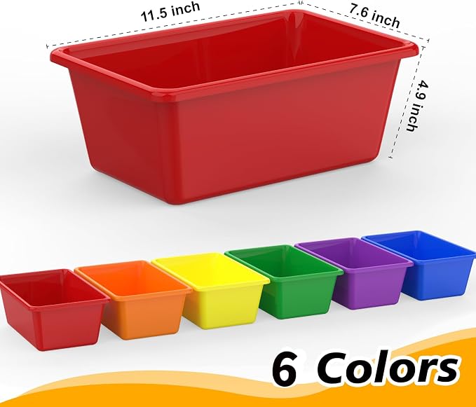 30 Pcs Plastic Classroom Bins, Book Toy Storage Bin Small Cubby Bins Stackable Storage Organizer Containers for Office Home Nursery Playroom (30)
