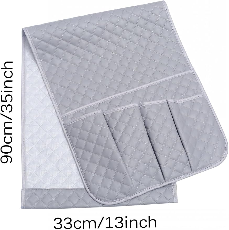 PU Leather Sofa Armrest Organizer Couch Arm Storage Bag Sofa Arm Couch Caddy Anti-Spill Armrest Remote Control and Cellphone Organizer Holder (Grey)