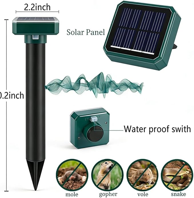Mole Repellent 10 Packs Solar PoweredSnake Repellent Ultrasonic Vole Snake Repeller for Lawns and Yards Waterproof Outdoor Gopher Repeller Effective for Garden
