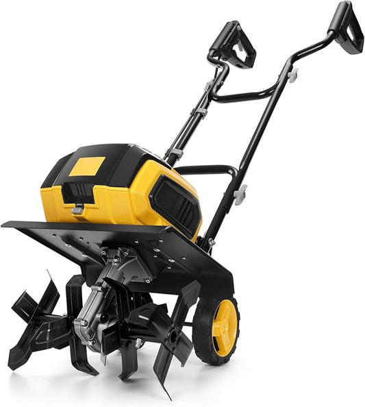 40V Brushless Cordless Tiller Cultivator Compatible with Dewalt 20V Battery(Tool Only), Electric Garden Tiller w/16 Steel Tines, 14.2" Tilling Width, 8.7" Depth, Safety Lock, Portable Rototiller