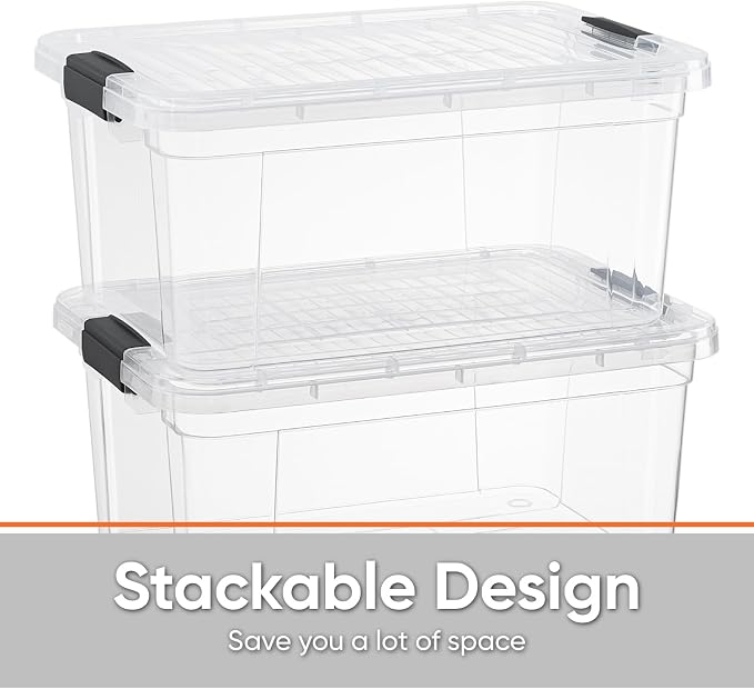 Superio 21 Quart Clear Plastic Storage Boxes with Lids, Stackable Organizer Containers, BPA-Free Storage Bins for Home, Office, School & Dorm, 3 Pack