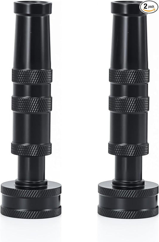 [2 Pack] RESTMO 100% Solid Brass Adjustable Twist Hose Nozzle with Anti-Rust Coating, Heavy Duty High Pressure Nozzle with 3 Spray Patterns for Garden Watering, Car Washing, Patio & Floor Cleaning