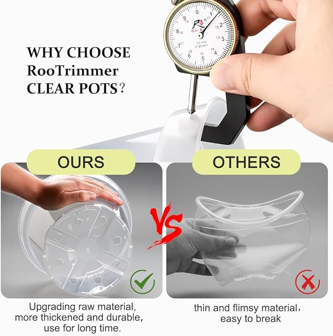 RooTrimmer 15 Pack 8/6/4 Inch Clear Nursery Pots with Drainage Hole, Transparent Plastic Plant pots, Sturdy Planting Starter Pots for Seedlings Herbs Flowers Vegetable (Clear-15P)