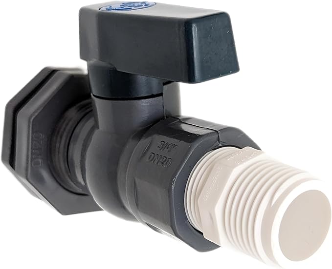 Rain Barrel Spigot Kit - 3/4" PVC Full Port Ball Valve with Bulkhead Fitting +Hose Adapter