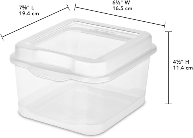 Sterilite FlipTop, Stackable Small Storage Bin with Hinging Lid, Plastic Container to Organize Desk at Home, Classroom, Office, Clear, (Pack of 12)