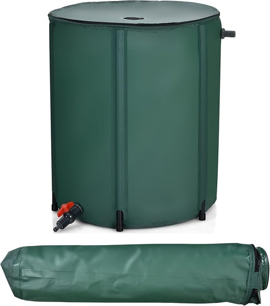 Happygrill 53 Gallon Collapsible Rain Barrel, PVC Rain Water Collection Barrel with Spigot Water Storage Container & Top Mesh, Portable Rain Barrels to Collect Rainwater from Gutter for Garden Lawn