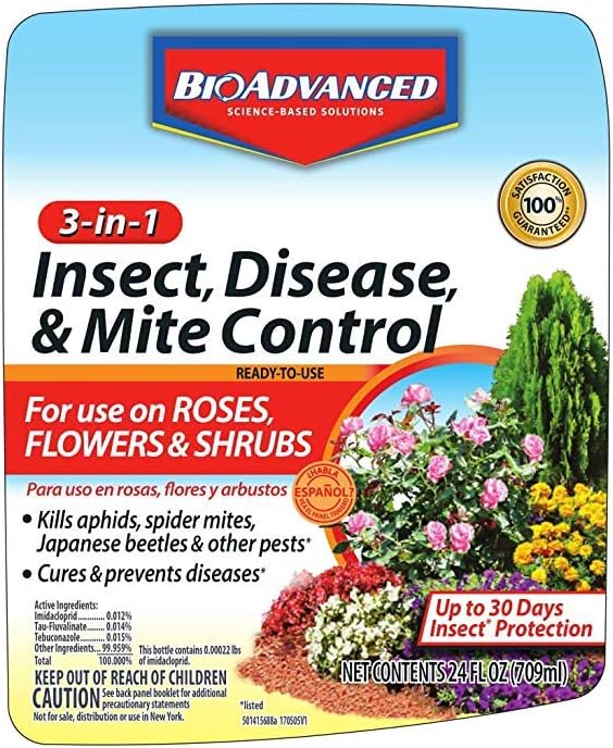 BioAdvanced 3-in-1 Insect, Disease, and Mite Control Spray - Insecticide, Fungicide & Miticide - Ready-to-Use - Prevents Pests and Diseases - Up to 30 Days Protection - 24 fl oz Bottle (Pack of 2)