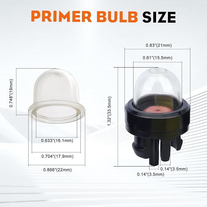 Hipa 12 Feet 3 Size Fuel Line Hose Primer Bulb Fuel Filter Kit for Weedeater Weed Wacker Trimmer Small Engine Chainsaw Blower Lawn Mower Parts Fuel Line 4-Feet-Long Each