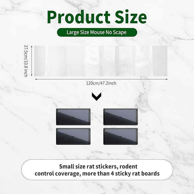 Qualirey 20 Pcs 47 Inch Ultra Large Sticky Mouse Glue Traps Sticky Rat Trap That Work for Rats Roaches Rodents Heavy Duty Pre Baited Mats Indoor Outdoor Catch Pest (White)