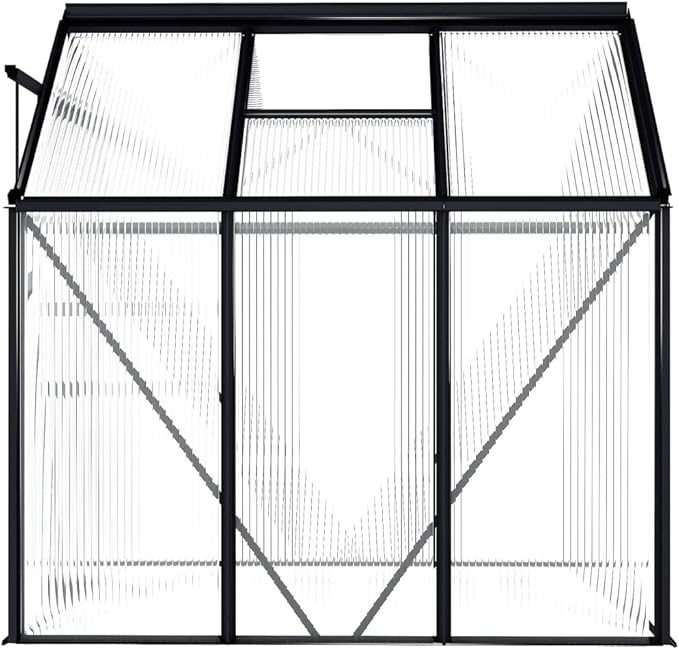 vidaXL Aluminium Greenhouse, 38.9 ft² Spacious Anthracite Design, Thermally Insulated, UV , with Effective Water Drainage System, Suitable for Hobby Gardening