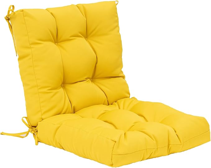 QILLOWAY Outdoor Chair Cushion for Patio Furniture, Waterproof Patio Cushions with Ties, Fade Resistant Replacement Pads for Outdoor Rocking Chairs,Yellow