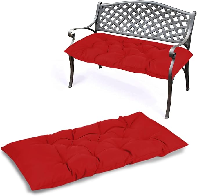 Yddsky Waterproof Indoor Outdoor Garden Bench Seat Cushions,Thicken Patio Bench Soft Rocking Chairs Pad Lounger Seat for Porch Wicker Loveseat Settee (59 X 19.6 in,Red