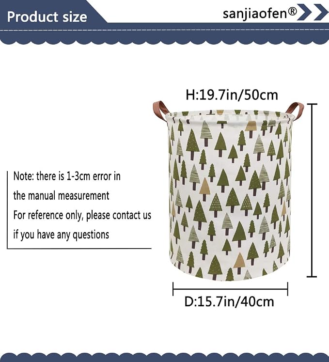 Large Storage Bins,Canvas Fabric Laundry Basket Collapsible Storage Baskets for Home,Office,Toy Organizer,Home Decor (Tree)