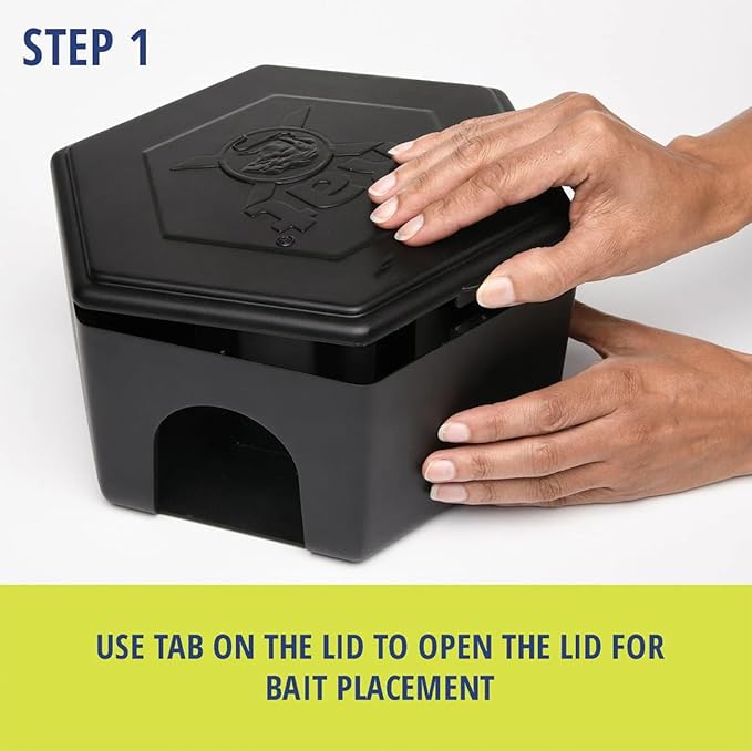RatX Rodent Bait Station for Mice & Rats – Indoor & Outdoor Use | Small Plastic Bait Box | Compact Size | Weatherproof, Reusable