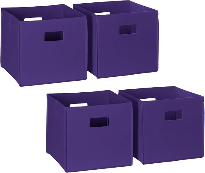 RiverRidge Folding Storage Bins - 4-pack of 10in Tall Dark Purple Cubes