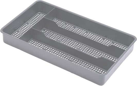 Dial Industries Small Utensil Silverware Kitchen Drawer Organizer, Grey