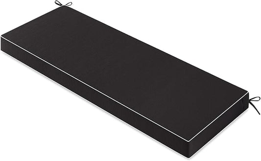 MIULEE Black Outdoor Bench Cushion 45x18x3 Inch Waterproof 3-Year Color Fastness Patio Furniture Cushions for Porch Swing, Garden Bench Sofa Couch with Adjustable Ties No Slip Design