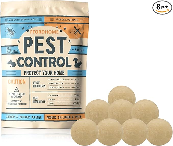 Pest Repellent Balls, MothBalls for Outdoor use, Keep Pest Away Repel Mice and Rats, Roach, Ant, Spider, Mosquito and Moth 8 Balls