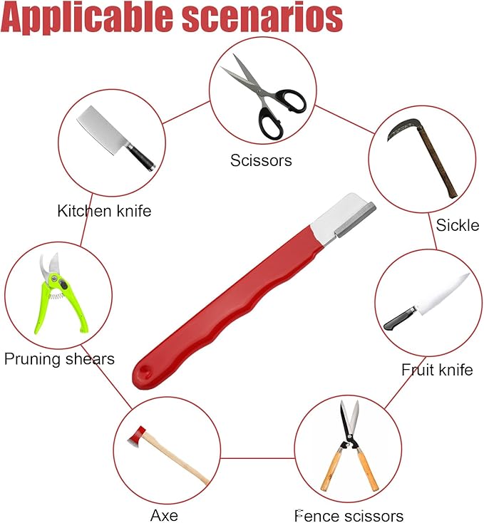 2pcs Pocket Blade Sharpener, Premium Wolfram Steel Garden Tool Sharpener Multipurpose Usage Knife Sharpener for Pruning Shears Hatchets Scissors Sickle Fence Shears