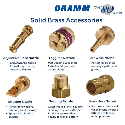 Dramm 22311 Heavy-Duty Brass Sweeper Nozzle – High-Pressure Flat Fan Spray for Cleaning Patios, Walkways & Driveways – Durable Solid Brass Construction – Leak-Proof Garden Hose Attachment