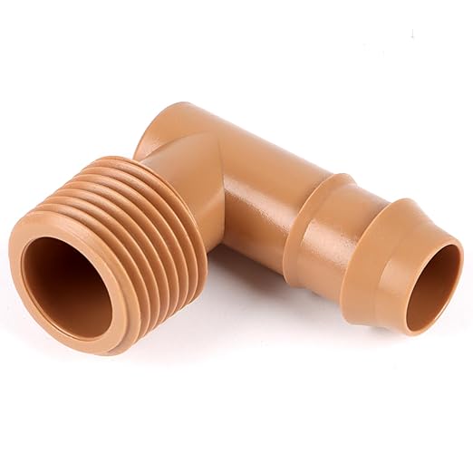 RedChili 1/2 Inch Drip Irrigation Fitting To 1/2 Inch Male Hose Threaded Adapter, 10 Pack PVC To Drip Irrigation Elbow Adapter With 1/2" Male Pipe Thread(MPT) x 1/2" Barbed Connectors