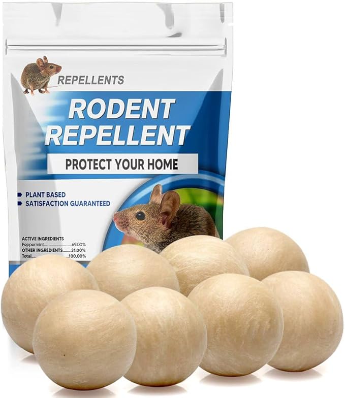 CONKAT Rodent Repellent Indoor, Mice Repellent, Rat Repellent for Outside, Peppermint Balls for Mice, Safe for Kids and Pets, Mouse Repellent Indoor/Outdoor– 8 Packs
