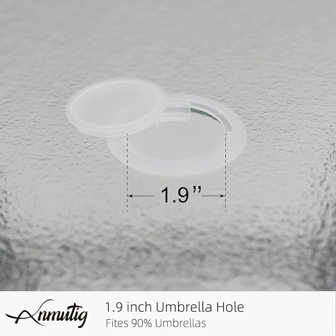 Anmutig 40" Round Glass Outdoor Patio Dining Table with Umbrella Hole - Brown Frame