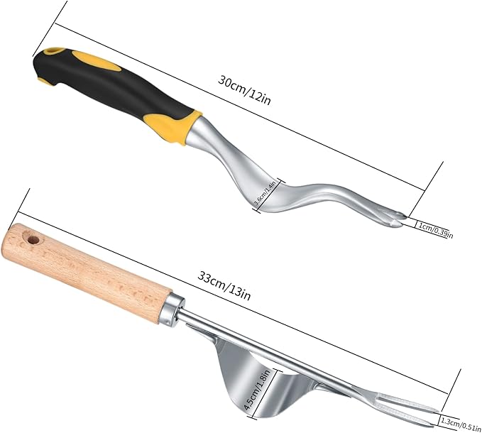 wugongshan 2 Pcs Hand Weeder Puller Tool, Manual Weed Puller Tool Kit, Garden Manual Weeder Removal Tools with V-Shaped Forks, for Garden Yard Lawn Farm Weed Roots Digging Removal Hand Tool
