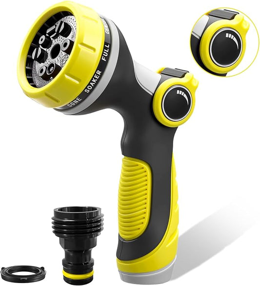 Garden Hose Nozzle,Hose Spray Nozzle with Adjustable 10 Watering Patterns,Slip Resistant High Pressure Water Hose Nozzle Sprayer for Plants & Lawns Watering,Car Washing and Pet Showering