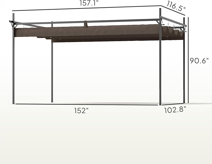 Outsunny 10' x 13' Retractable Pergola Canopy with Stronger Metal Frame, Outdoor Pergola Sun Shade Shelter for Garden, Patio, Backyard, Deck, Brown