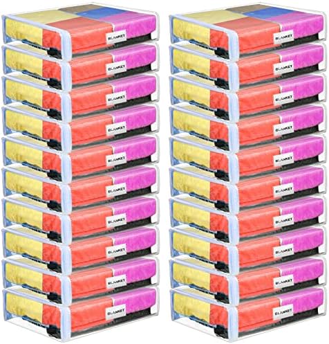 Kenning 20 Pcs Clear Zippered Storage Bags, Sheet, White, 12 x 10 x 4 Inch