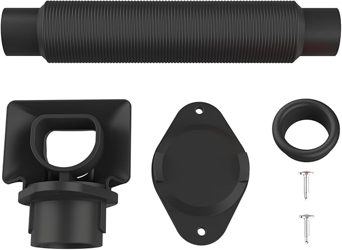 EarthMinded - Aquabarrel DIY, FlexiFit Downspout Diverter Group for 2x3, 3x4 and Round Downspouts - Connects Your Rain Barrel to The Downspout - No Drill Bits (Black, 2" x 3")