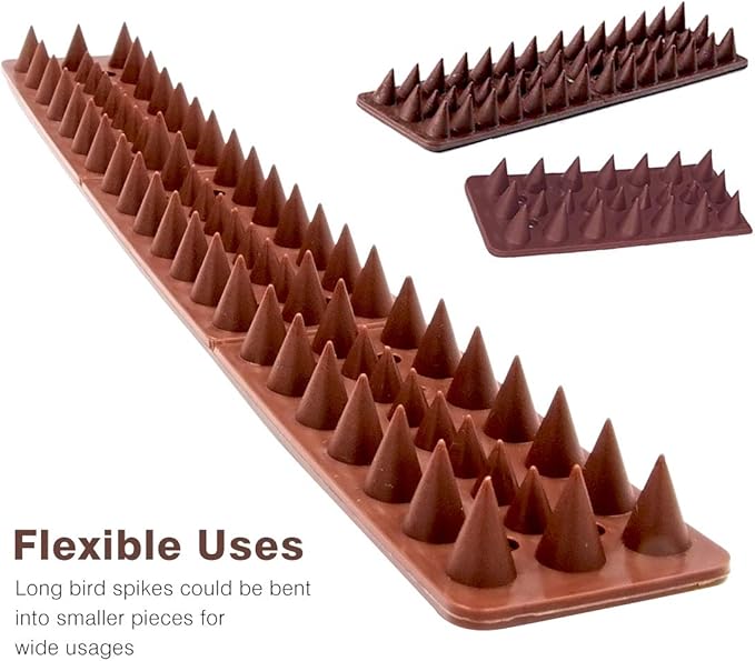 20 Pack 20 Ft Bird Spikes Defender Cats Scare Spikes, Critters Anti-Climbing Protect Fence Walls, Railing, Walls and Roof
