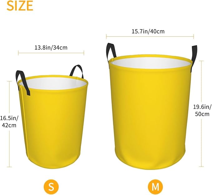 19.6" Large Laundry Hamper Bag, Sunshine Yellow Color Collapsible Laundry Basket Dirty Clothes Organizer Washing Bin for Family Essentials Storage
