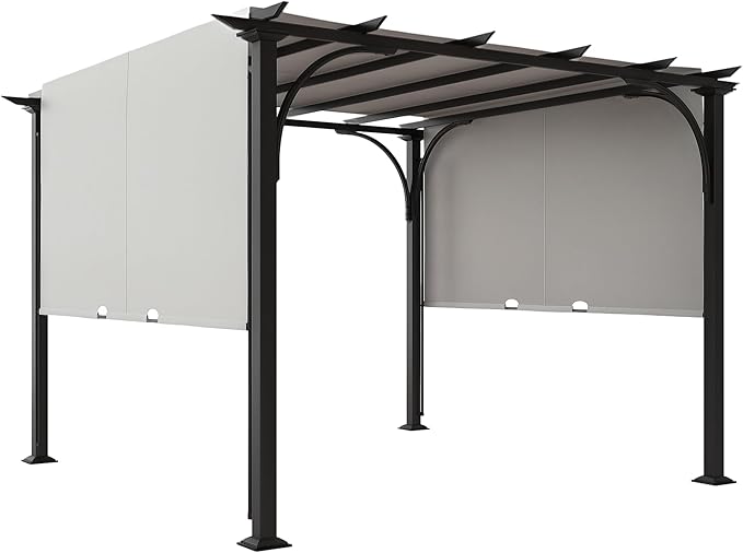Outsunny 10' x 10' Patio Pergola with Weather-Resistant Steel Frame, Backyard Sun Shade Canopy Cover Shelter for Porch Party, Garden, Grill Gazebo, White