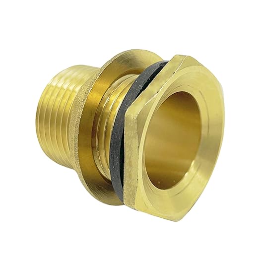 1/2" Male Brass Water Tank Connector Bulkhead Tank Fitting for Rain Barrels, Aquariums, Tubs, Pools