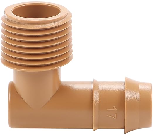 RedChili 1/2 Inch Drip Irrigation Fitting To 1/2 Inch Male Hose Threaded Adapter, 10 Pack PVC To Drip Irrigation Elbow Adapter With 1/2" Male Pipe Thread(MPT) x 1/2" Barbed Connectors