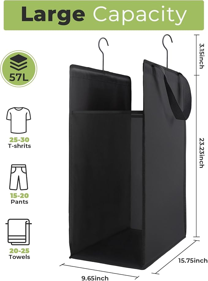 FENTEC Hanging Laundry Hamper，2 Pack Black Hanging Laundry Basket