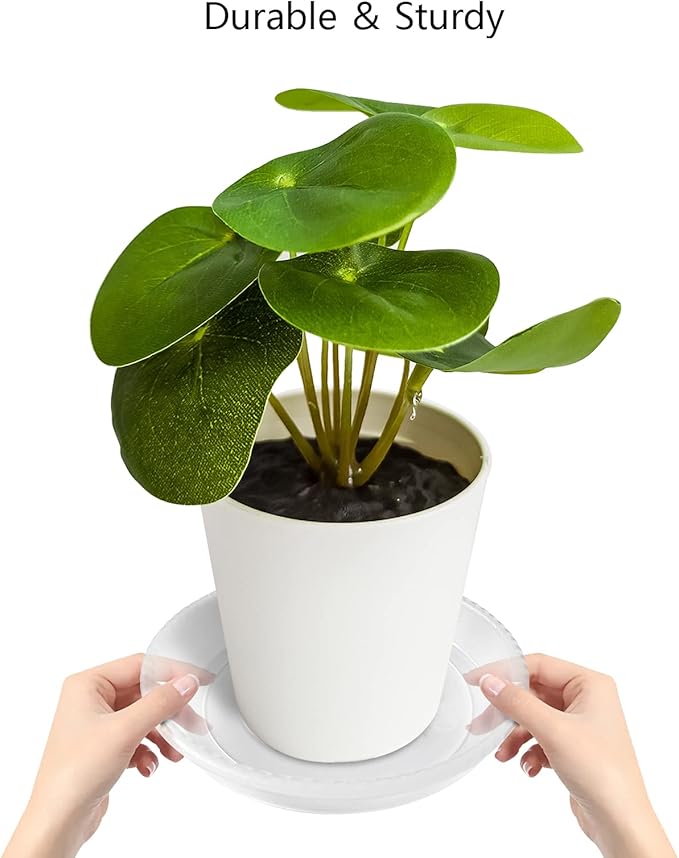 6 Pack Clear Plant Saucer 12 inch (Top Diameter), Durable Plastic Plant Trays for Indoor, Round Flower Plant Pot Saucer, Sturdy Plant Water Catcher Tray